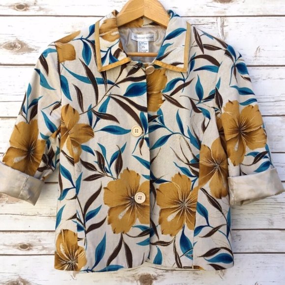 Newport News Vintage Tropical Floral Print Jacket - Picture 2 of 8